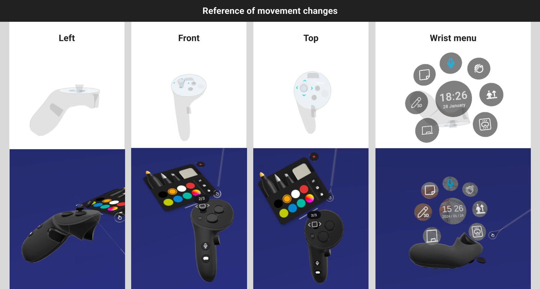 UX reference sheet: controller mapping and drawpad interactions